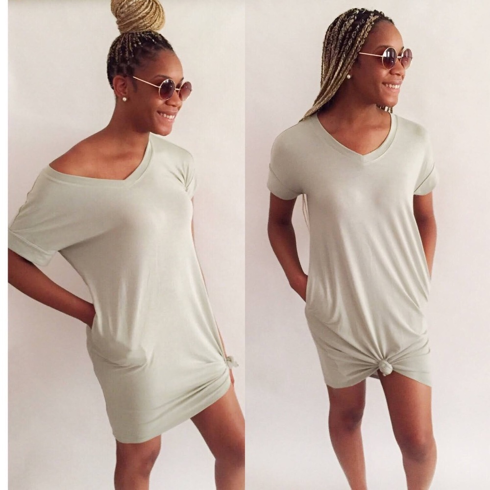 T-Shirt Dress (Light Sage)